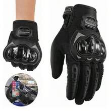 Black Touchscreen Protective Gloves For Motorcycle - 黑色 - 查看 1