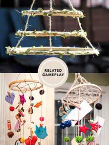 5pcs Beige Dreamcatcher Feather Outdoor Lawn Wedding Hanging Decor Bamboo Hoops, Wind Chimes Mori Style Inner Rings, Gifts And Decorative Hanging Accessories For Halloween, Christmas, Bedroom Wall Decor, Embroidery Hoops For DIY Craft - Apricot - View 10