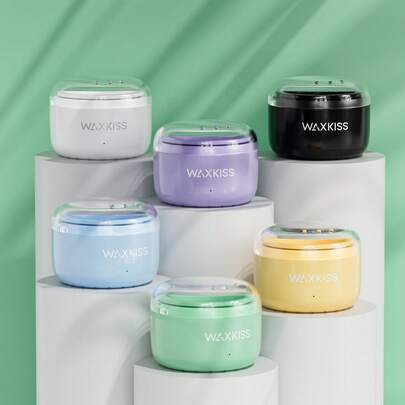 WAXKISS迷你鼻耳蜡加热器 - 单件/套装，包含50克硬蜡豆和脱毛后清洁湿巾，男女通用便携式脱毛工具，适合居家和旅行使用