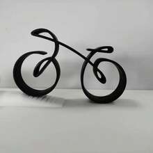 Modello di bicicletta minimalista, elegante scultura da scrivania in bicicletta stampata in 3D, regalo per ufficio domestico per ciclisti - nero - Visualizzare 4
