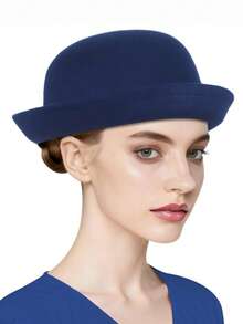 1 Peça Chapéu de Feltro Falso de Cor Sólida e Formato Abobadado, Estilo Britânico Retrô para Clima Frio, Roupa Feminina