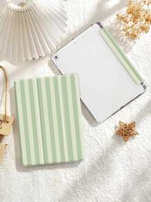 Ayotu Green Striped IPad Case, Suitable For IPad 10th Gen, IPad 7/8/9 (10.2 Inch), Built-In Pencil Slot, Fits Galaxy Tab A9 (11 Inch), Fits Kindle (11th Gen - 2024 Release), Reinforced Silicone Corners, Auto Wake/Sleep Function, Suitable As A Gift For Autumn/Winter, Christmas, Valentine's Day And New Year - Multicolor - View 3