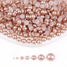 Fancy Multi Colors, 2MM-10MM, 7 Sizes , Flatback Half Round ABS Pearls , Glue On Jewelry Beads Stones Diamond 3D Pattern Design Accessories Glitter Manicure Decal Decorations For Clothes,Bag,Shoes,Cups,Phone Covers,Handicrafts,Diy Trim.