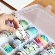 Una caja organizadora de oficina transparente con 15 ranuras y particiones ajustables, hecha de plástico, adecuada para almacenar papeles de dibujo artístico, cinta, diarios manuscritos, artículos de manualidades, cuentas, joyas y piezas. - Multicolor - Ver 4