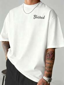 Zrgoth 男士休闲百搭简约英文标语胸前印花短袖T恤 - 白色 - 查看 3