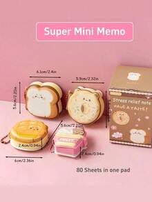 Super Mini Memo Pad 4pcs/Box Or 1pc Random, Decompression Stickers With Portable Chain, Cute Stickers Notes For Office Student Back To School - Multicolor - View 3