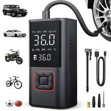 Tire Inflator Portable Air Compressor Cordless Bike Pump With Digital Dual Values Display, 150 PSI Car Tires Air Pump With LED Lights&Pressure Gauge For Auto, Motorcycles, Bikes, Balls - Black - View 8