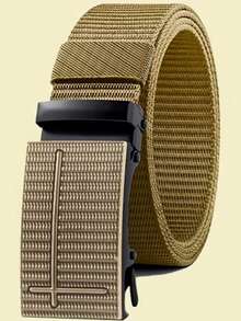 Men's Wide Belt, Reinforced Canvas, With Automatic Iron Buckle - 黃色 - 查看 6