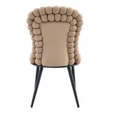 Camel Velvet Dining Chairs (Set Of 2): Ball Chain Backrest, Black Sprayed Metal Legs, Stylish For Dining Rooms, Wardrobes And Living Areas. - Camel - View 8