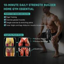 Entrenador de muslos, ejercitador de Kegel para hombres, dispositivos de ejercicio del suelo pélvico con correas para piernas, 360 ° Ejercitador de Muslos Internos, Resistencia Ajustable 0-135 Lbs y Pantalla Inteligente (Tiempo/Cal/Rep/Conteo) - Celeste - Ver 6