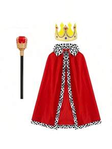 1pc Christmas King Cloak, Holiday Party Costume Shawl, Christmas Red Role Play Cloak Cape - Multicolor - View 1