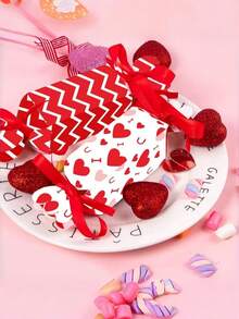 Hộp quà kẹo Valentine (1 chiếc/4 chiếc), trang trí ruy băng, hộp đựng đồ ăn vặt hình kẹo dễ thương, thích hợp làm quà tặng sinh nhật, quà cưới, trang trí đám cưới, đồ dùng cho tiệc năm mới. - Đỏ - Xem 5
