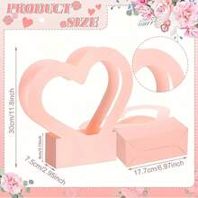 5pcs Heart-Shaped Paper Flower Boxes With Handles, Gift Bags Suitable For Weddings, Valentine's Day, Mother's Day, Graduation Ceremonies And Parties - Multicolor - View 4