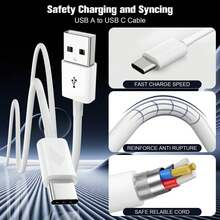 1-3条USB A转USB C快充线，兼容 17/16/15、16/15 Plus、17/16/15 Pro、17/16/15 Pro Max充电器，车载USB C充电线，USB A转USB C平板电脑USB C充电线，iPad Air车载充电线，3.3英尺 - 白色 - 查看 5