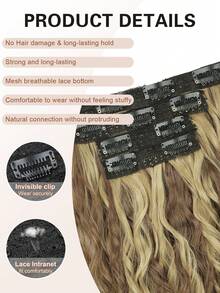 Clip-In Hair Extensions, 4pcs/Set 12-Inch Short Wavy Hair Pieces, Invisible Hair Fringe, Soft Synthetic Fiber Material, Suitable For Women's Daily Wear - Multicolor - View 5