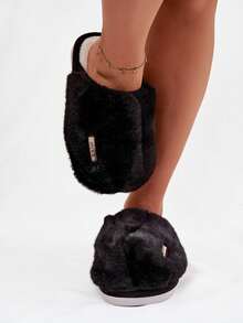 Pantufas Femininas, Quentinhas E Confortáveis, Modelo Belinna, Com Palmilha Macia E Sola Antiderrapante, Nas Cores Violeta, Preta E Cinza. - Preto - Ver 4