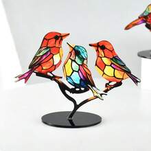 1 Stück saisonale Multi-Festival Vogel Tischdekoration - bunte Acryl Vögel auf Ästen, nicht elektrisch, federlose Tischdekoration, geeignet für Weihnachten, Ostern, Thanksgiving, Valentinstag - universelle Heimdekoration - Verschiedenfarbig - Übersicht 10