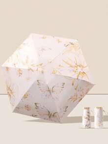 Artistic Floral Print Ladies Umbrella, Oil Painting Style Print Parasol, Sunscreen & Rainproof Mini Travel Umbrella, Lightweight & Portable, UV Protection, Foldable, Suitable For All Weather Conditions, Compact Ladies Sunshade Umbrella, Windproof & Rainproof. - Multicolor - View 8