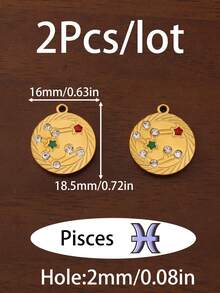 2件/套 立方氧化锆星座十二生肖漂浮吊坠 不锈钢材质 双子座 白羊座 天秤座 金牛座 十二星座吊坠 珠宝制作材料 耳环 项链 手链 DIY配件 - 十二星座吊墜 - 查看 15