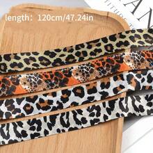 1 Pair 2cm Leopard Print Silk Dyed Shoelaces, Suitable For Skate Shoes, Sneakers, Casual Shoes - Black, White, Brown - View 3
