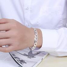 10mm 925 sterlingsilverpläterat halsband och armband med kubansk länk, hiphop-smycken i present för män - Silver - Visa 5