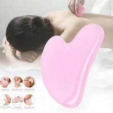 Facial Gua Sha Tool Resin Massager, Heart Triangular Shape Face Scraper, Beauty Massage Stick For Jawline Cheekbone, Lymphatic Drainage Skin Care Tool - 淺粉色 - 查看 10