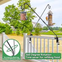 WSXC Deck Bird Feeder Hanger For Railing 28inch Deck Hook For Bird Feeder Pole-Fence Shepherds Hooks Plant Hanger Bracket For Hanging Hummingbird Feeder Planter Flower Baskets-Solid 360°Rotating Pole - màu đen - Xem 3