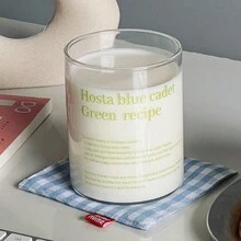 1 件 650 毫升容量简约字母设计玻璃杯，适用于果汁、牛奶、咖啡 - 彩色 - 查看 20