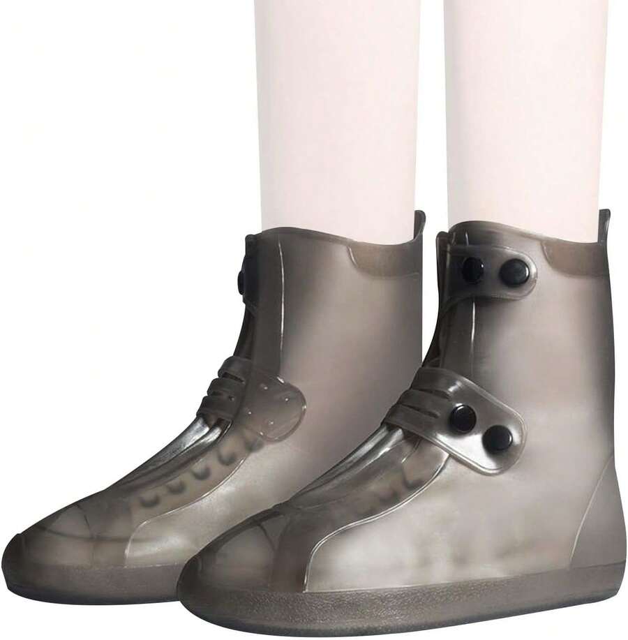 EstiloANNA TOSANI Cubierta Del Zapato Unisex Impermeable, Cubrezapatos Reutilizables Con Suela Antideslizante, Botas De Lluvia, Protector De Zapatos Con Botones, Resistentes A La Lluvia, Nieve Y BarroVersióN Mejorada - Extra Grande - Ver 1