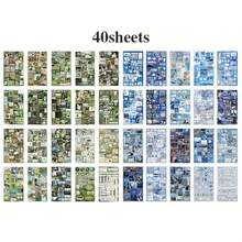 20 hojas por libro, estilo japonés y coreano, libro de pegatinas con tema fresco, se puede decorar en fundas de teléfono, para scrapbooking, tarjetas postales, álbumes de fotos, adecuado para entusiastas de la artesanía, kit de material creativo DIY, libro de pegatinas vintage - Multicolor - Ver 11