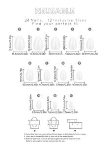 24片棕色美甲贴纸，白色波点图案，短杏仁形美甲套装，包含1张贴纸和1个迷你指甲锉，适合日常美甲。 - 彩色 - 查看 4