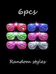 6/12 st LED-ljusglasögon, flerfärgade slutarskärmar, trådlösa blinkande självlysande glasögon, 3 lägen blinkande ljusfestglasögon, självlysande festtillbehör, festpresenter födelsedagsfestpresenter (slumpmässig färg) - Multifärgad - Visa 12