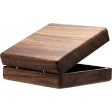 WSXC Walnut Wood Pendant Necklace Box Jewelry Storage Display Case For Wedding Romantic Proposal Engagement Birthday Anniversary Valentine's Day Christmas Black Inner - 黑色內層 - 查看 6