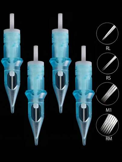 1RL, 3RL, 5RL, 7RL, 9RL, 3RS, 5RS, 7RS, 5M1, 7M1 Agujas de tatuaje desechables redondas azules, suministros de tatuaje