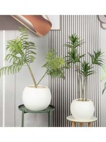 1 Stück klassischer runder Fasersteinübertopf in Schwarz/Weiß - polierte Oberfläche, bodenständig, mit Ablaufloch, langanhaltend & leicht für Bonsai Bäume in Innen-/Außenbereich, Heim, Hof & Garten Dekoration - Verschiedenfarbig - Übersicht 10