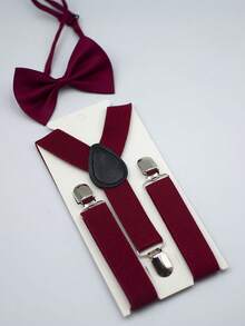 Suspender Bow Tie Set Clip On Y Shape Adjustable Braces, Suspenders Shoulder Straps For Halloween Cosplay Party And Banquets,Extended-Length Suspender(60-95cm/23.62-37.4") - Multicolor - View 2