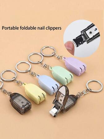 1pc Mini Folding Nail Clippers Keychain, Portable Sharp Nail And Toenail Scissors, Compact Manicure And Pedicure Tools For Easy To Carry