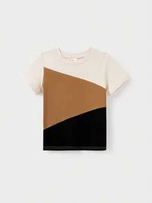 Family Matching Colorblock Cotton Tee Or Flora Print Strap Body-Con Dress Or Mesh Splicing Dress - Khaki - View 10