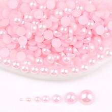 Fancy Multi Colors, 2MM-10MM, 7 Sizes , Flatback Half Round ABS Pearls , Glue On Jewelry Beads Stones Diamond 3D Pattern Design Accessories Glitter Manicure Decal Decorations For Clothes,Bag,Shoes,Cups,Phone Covers,Handicrafts,Diy Trim.