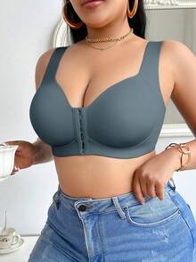 LRNG XMNG EA 4 piezas Sujetadores de mujer de talla grande con cierre delantero, sujetadores con cierre delantero cómodos y sexys para uso diario, de unicolor sin bulto lateral - Multicolor - Ver 5