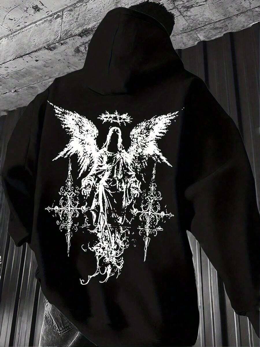 Men's Sweatshirts Black Hoodie Hoodies Autumn And Winter Fitness And Outdoor Leisure Y2K Men's Clothing Anti Social Club Mexico Halloween Christmas Halloween Costume Men - màu đen - Xem 1