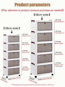 1个可折叠衣柜收纳盒（宽38厘米-58厘米），塑料翻盖储物柜，便携式家用衣柜，客厅玩具柜，零食柜收纳架，厨房落地式置物架，圣诞节和万圣节礼物，浴室纸巾收纳盒，卧室收纳架，可折叠鞋架 - 透明 - 查看 4