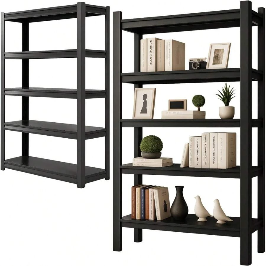 钢架 5层 哑光黑 宽90×深40×高183厘米 厨房收纳 整理收纳顾问监制 组装简单 高度可调节 可分割 无需螺丝 - デフォルト - チェックする 1