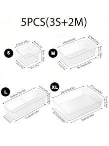 8件套/4件套透明塑料抽屉式化妆品收纳盒，梳妆台化妆品收纳盒，优雅分格抽屉收纳盒，适用于厨房、卧室、浴室、办公室，适合存放化妆品、珠宝、小工具，也可作为派对抽屉装饰。 - 無色 - 查看 17