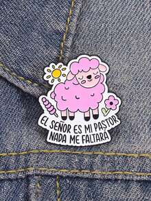 1PC EL SEÑOR ES MI PASTOR Enamel Pins Pink Sheep Bible Quotes Brooches Lapel Badge Cute Cartoon Faith Jesus Jewelry Gift For Friends - Multicolor - View 4