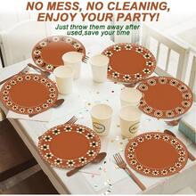 D48Pcs Mexican Platos De Barro Mexicano Paper Plates Mexican Fiesta Party Decoration 7" Disposable Terracotta Flower Clay Py Tableware For Baby Shower Birthday Wedding Party Decorations - 墨西哥陶土 - 查看 6