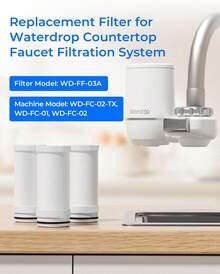 Waterdrop WD-FF-03A Carbon Block Faucet Replacement Filter, Reduces Chlorine, Heavy Metals And Bad Taste, Compatible Model: WD-FC-02-TX, WD-FC-01, WD-FC-02,Pack Of 3 - Light Grey - View 3