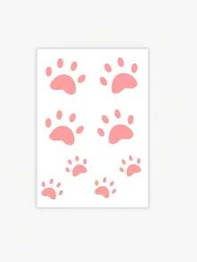 1 Piece Of Fashionable And Cute Cat Paw Print Temporary Tattoo Sticker For Shoulders And Arms. This Soft And Healing Little Paw Temporary Tattoo Can Last For 3-7 Days. - Pink - View 7