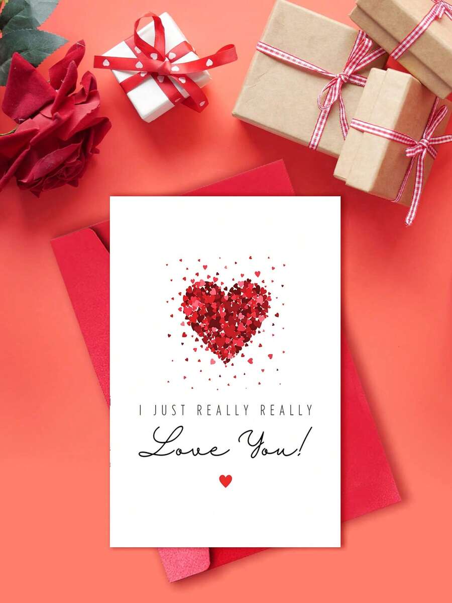1张“我真的真的爱你”卡片，浪漫情人节及周年纪念卡片，送给她、他、妻子、丈夫 | 内页空白，含信封 - 彩色 - 查看 1