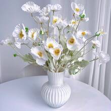 1/3/6支装仿真罂粟花，长59厘米，每枝4朵，简约现代风格，可弯曲且不褪色 - 适合DIY花墙、场景装饰、客厅/卧室花瓶插花、婚礼、派对、桌面装饰。适合秋冬季节，也适用于房间、家居、厨房、婚礼、餐桌、中心摆件、办公室、花园、户外装饰。 - 白色 - 查看 4